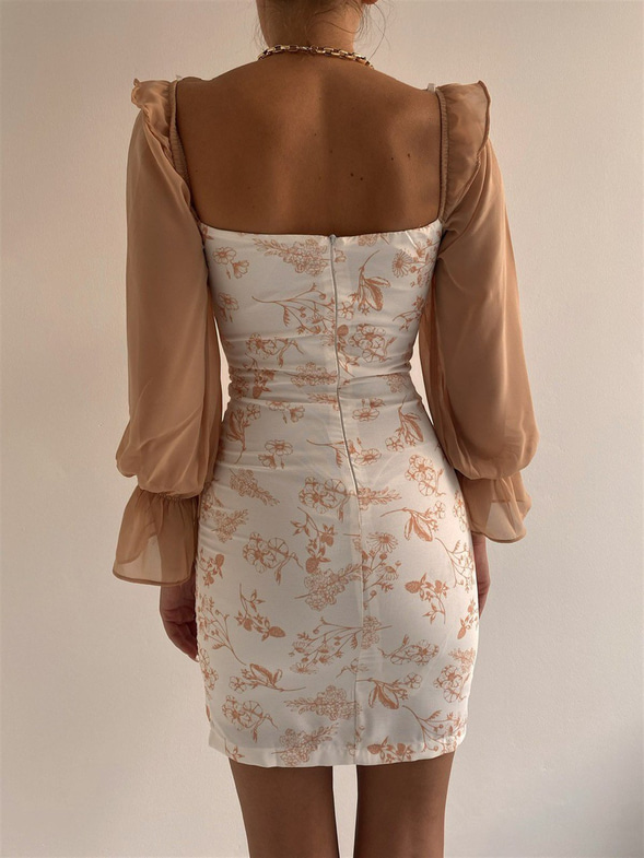 Kolları Şifon Önden Düğme Detay Drapeli Fiona Kadın Turuncu Elbise 22K000074