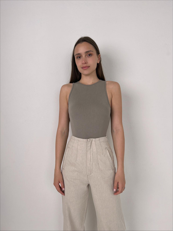 Kalın Askı Fitilli Çıtçıtlı Kadın Vizon Bodysuit 23Y000073