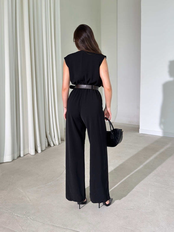 Drape Detaylı Kemerli Haki Keely Kadın Tulum 26Y386