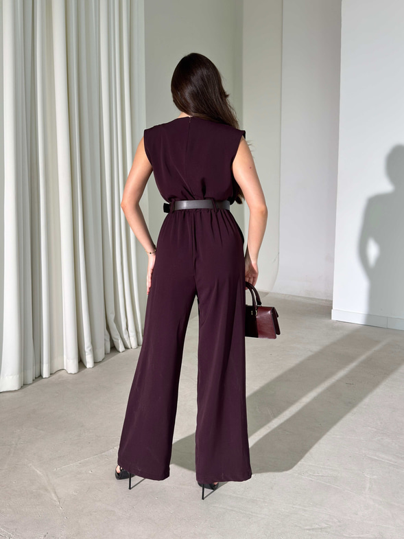Drape Detaylı Kemerli Haki Keely Kadın Tulum 26Y386