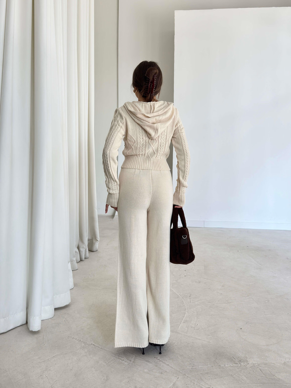 Kapüşonlu Önü Fermuarlı Keplini Taş Kadın İkili Triko Takım 26K198