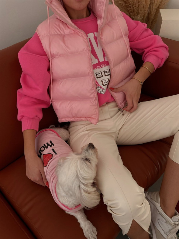 Kısa Dik Yaka Mariela Kadın Pembe Şişme Yelek 22K000342