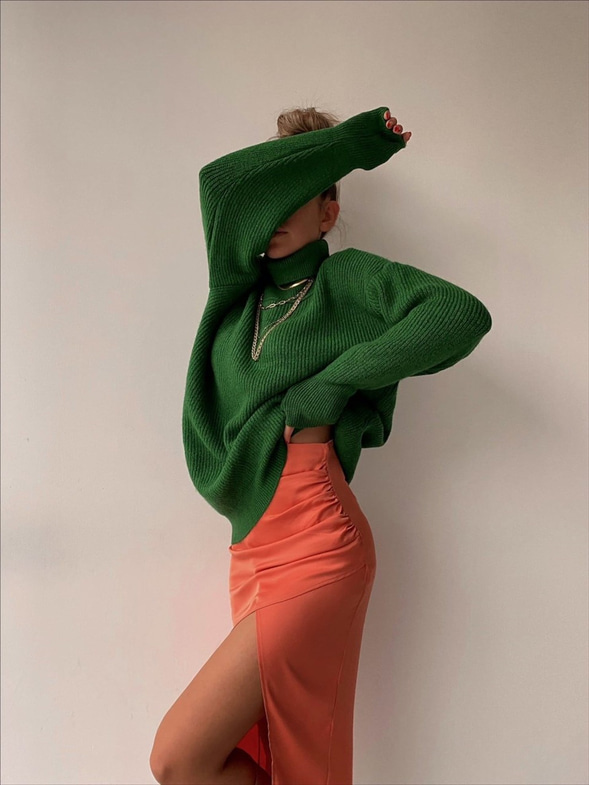 Kruvaze Yandan Yırtmaçlı Drape Kadın Somon Etek 22K000374
