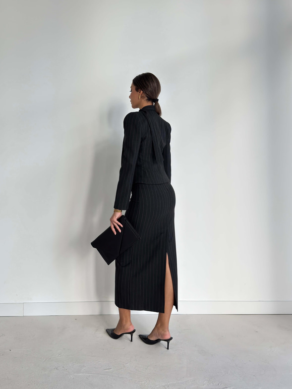 Düğmeli Vatka Detaylı Landi Antrasit Kadın Ceket 26K031