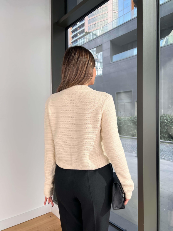 Düğme Kapamalı Madax Taş Kadın Hırka 25Y050