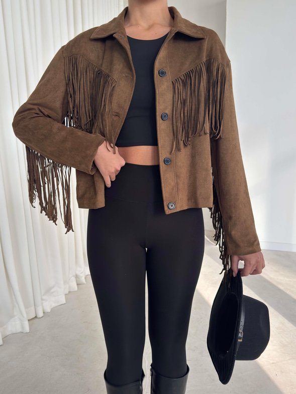 Püsküllü Düğme Kapamalı Nerlan Haki Kadın Ceket 26K336