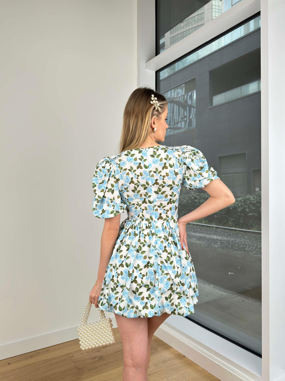 Önlük Yaka Balon Kol Ivanildo Kadın Mavi Elbise 24Y123