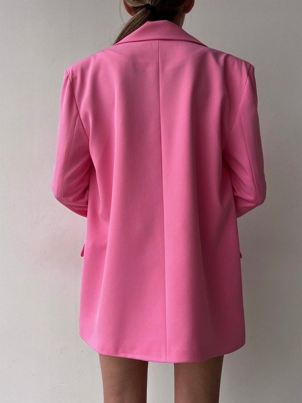 Oversize Cep Detay Tek Düğme Jerry Kadın Pembe Ceket 22Y000143