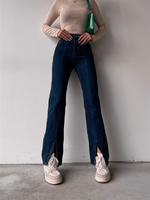 Paçası Yırtmaçlı Palazzo Rivano Kadın Mavi Jean 22K000442