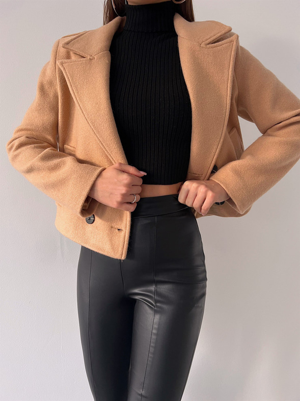 Düğme Kapamalı Yanları Cepli Radu Kadın Camel Ceket 23K000274
