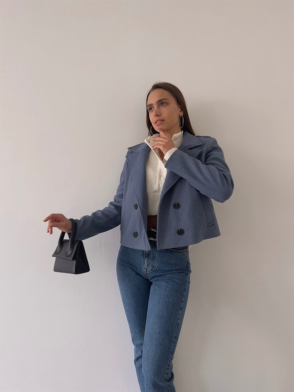 Düğme Kapamalı Yanları Cepli Radu Kadın Mavi Ceket 23K000274