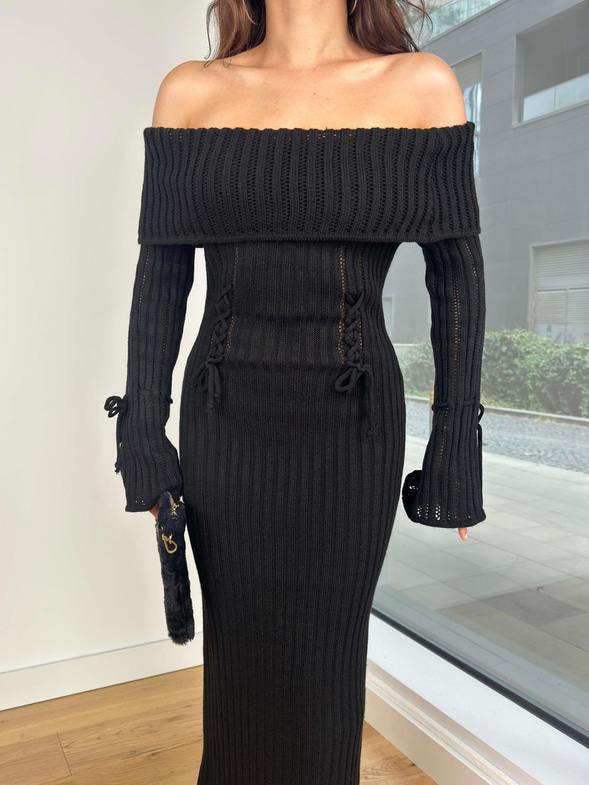 Madonna Yaka Bağlama Detaylı Rokas Siyah Kadın Elbise 25K325