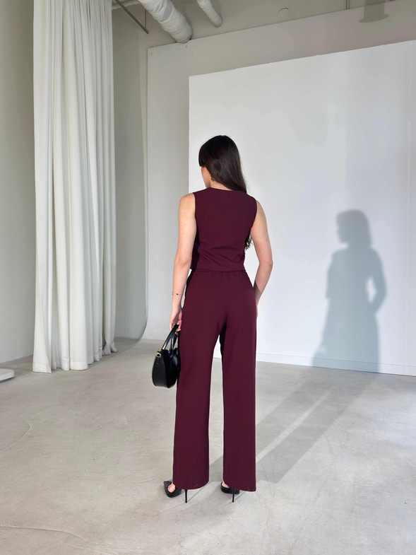 Yelekli Bordo İkili Sarah Kadın Takım 26Y193