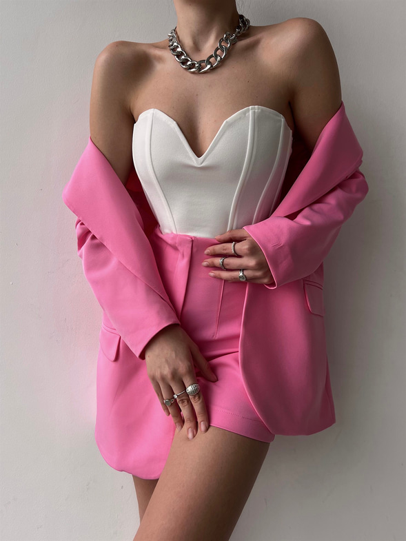 Straplez Kalp Yaka Korse Lexi Kadın Beyaz Crop 22Y000141
