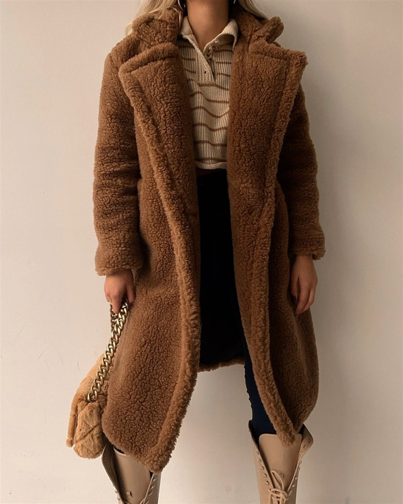 Oversize Cepli Kadın Kahverengi Teddy Kaban 21K000306