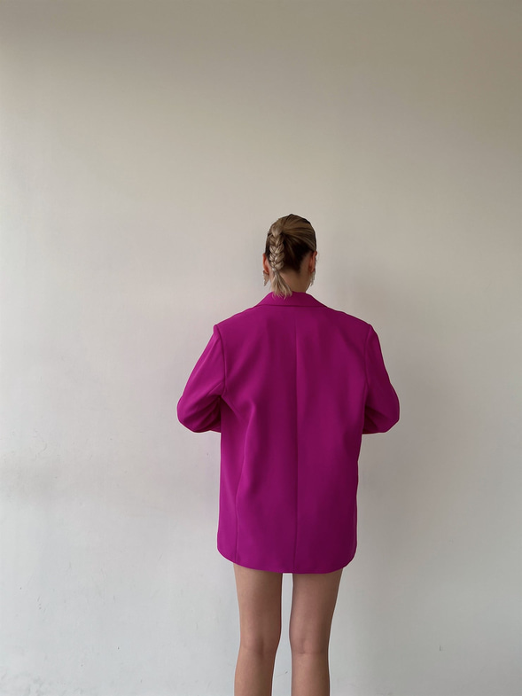 Tek Düğme Büyük Cepli Boyfriend Mirena Kadın Fuşya Ceket 22Y000370