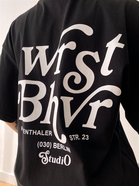 Wrst Bhvr Baskılı Oversize Kadın Siyah Tişört 21Y000146