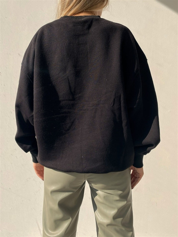 Bisiklet Yaka Yale Baskılı Kadın Siyah Sweat 22K000189