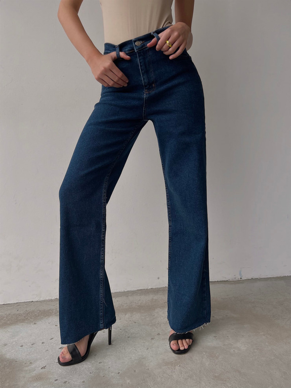 Yüksek Bel Geniş Paça Jacques Kadın Lacivert Jean 22K000461
