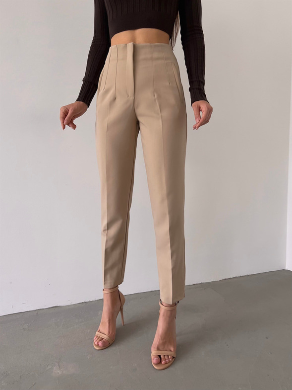 Yüksek Bel Pensli Orazio Kadın Vizon Pantalon 23K000049