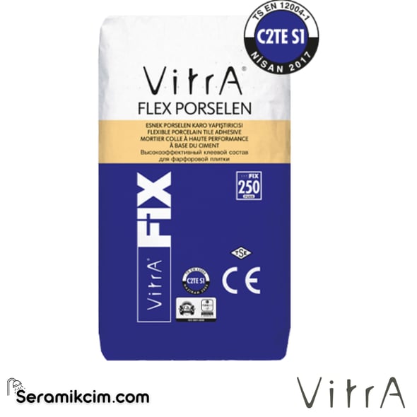 VitrAFix Flex Porselen Beyaz C2TE S1 Sınıf 25 kg Flex Seramik Yapıştırıcı