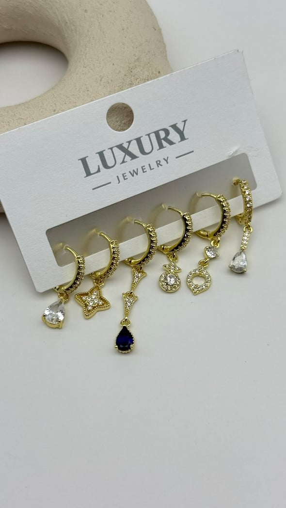 6 LI Zirkon Set Küpe