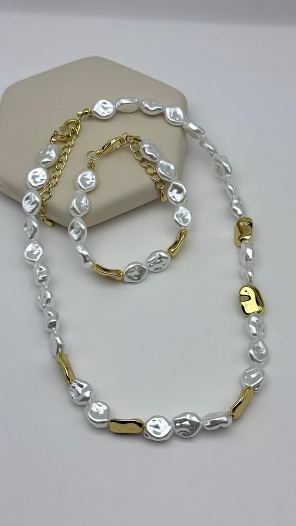 İncili Kolye Bileklik Set