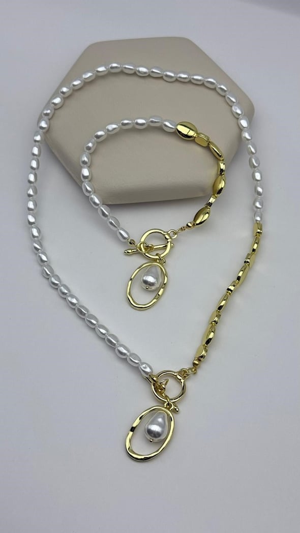 İncili Kolye Bileklik Set
