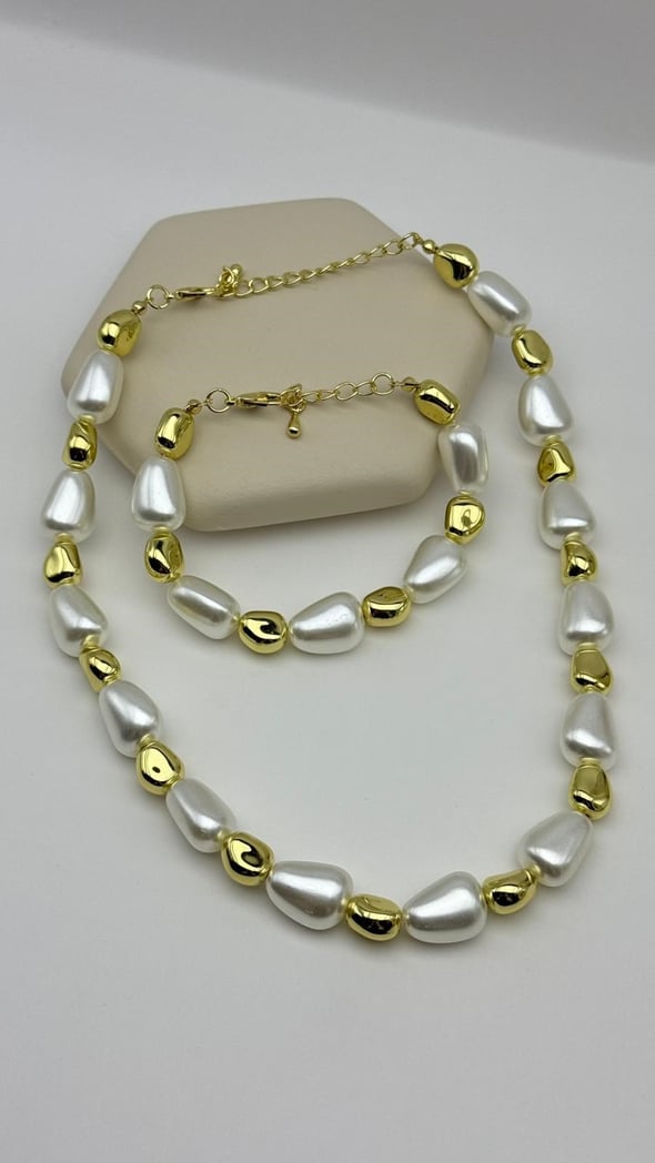 İncili Kolye Bileklik Set