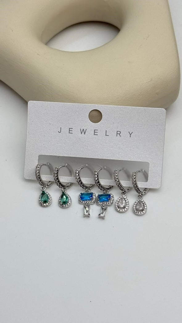 Vip6 6 Lı Taşlı Set Küpe