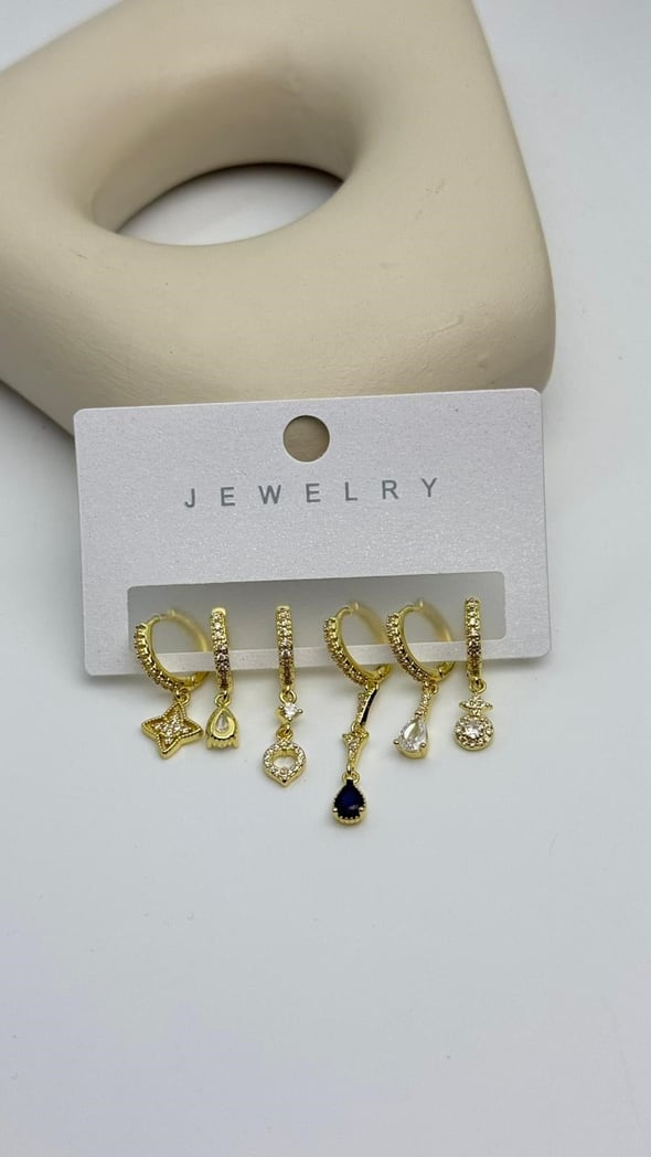 Vip6 6 Lı Taşlı Set Küpe