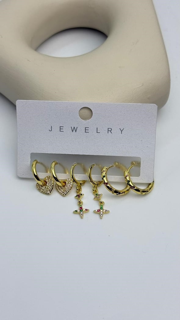 Vip6 6 Lı Taşlı Set Küpe