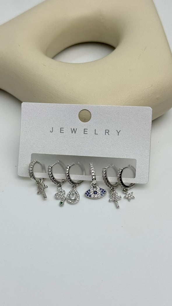Vip6 6 Lı Taşlı Set Küpe