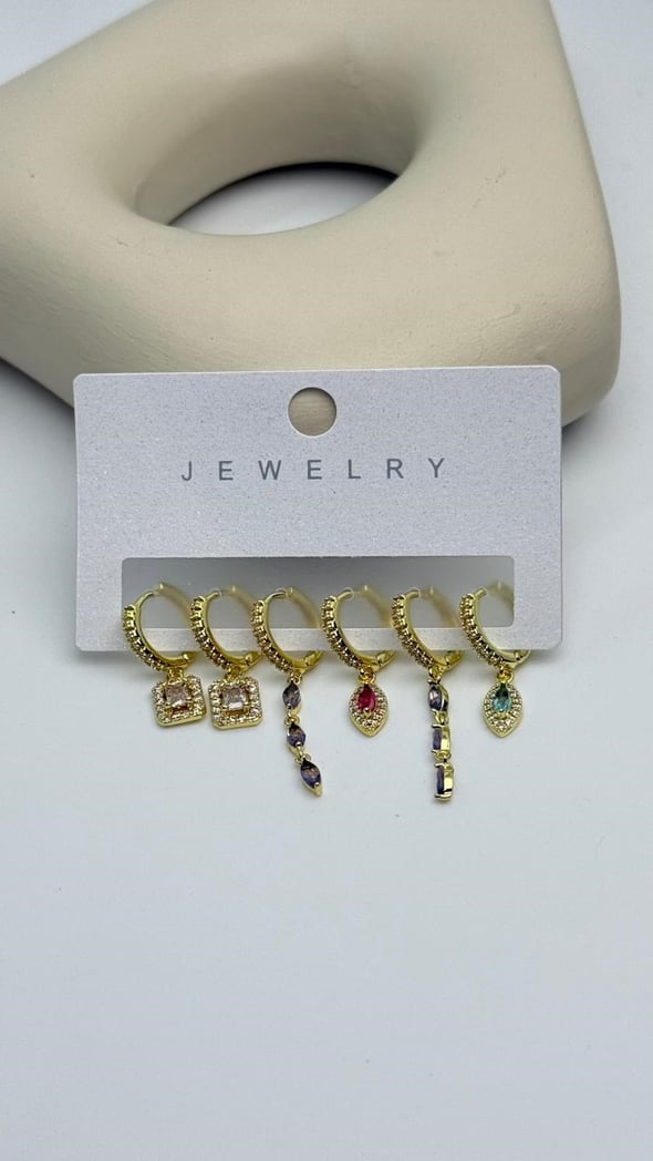 Vip6 6 Lı Taşlı Set Küpe
