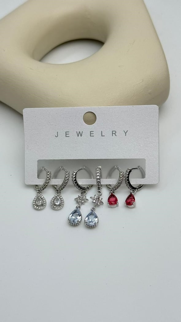 Vip6 6 Lı Taşlı Set Küpe