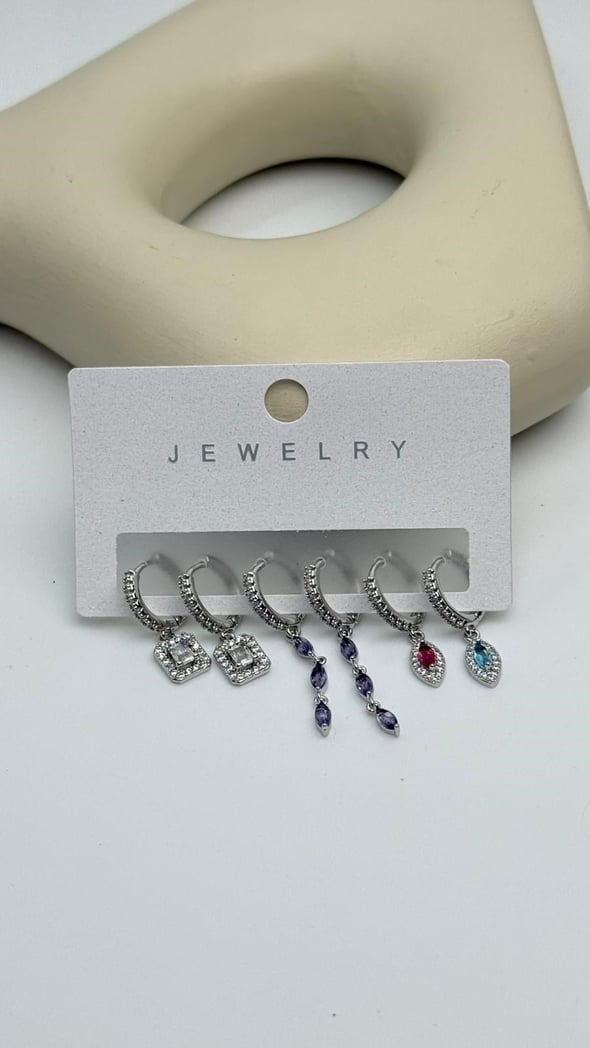 Vip6 6 Lı Taşlı Set Küpe