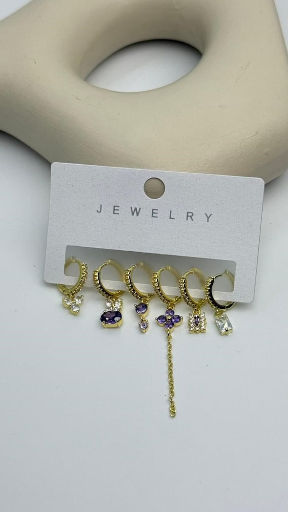 Vip6 6 Lı Taşlı Set Küpe