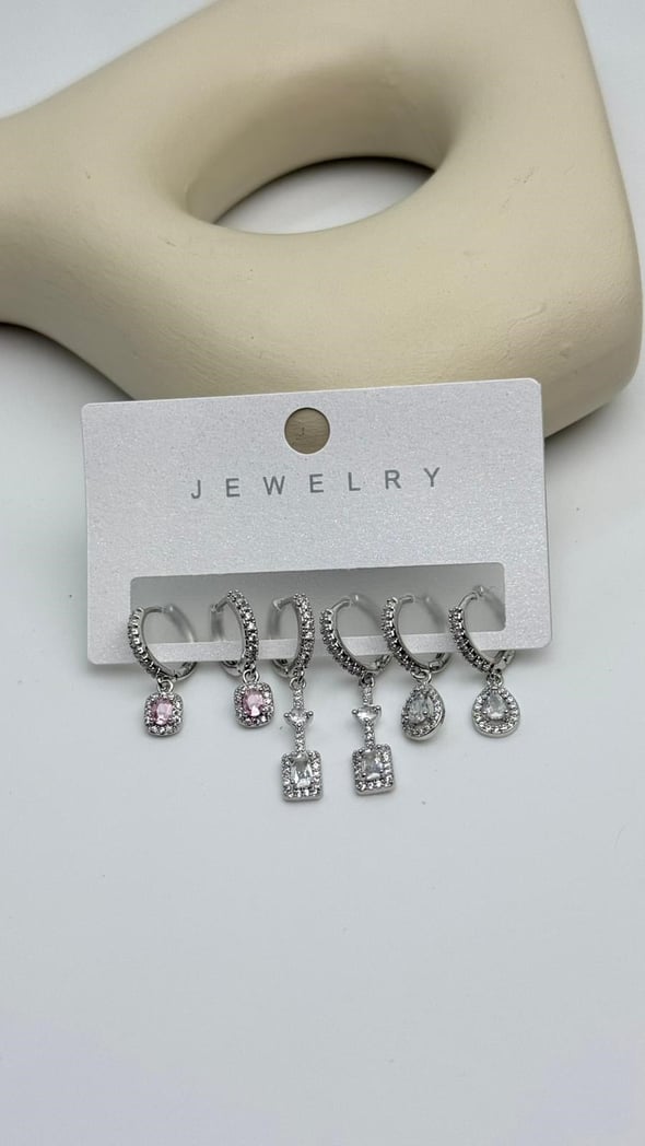 Vip6 6 Lı Taşlı Set Küpe