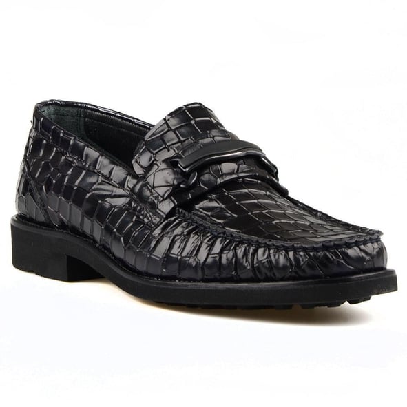Black Leather Men Loafer Shoes