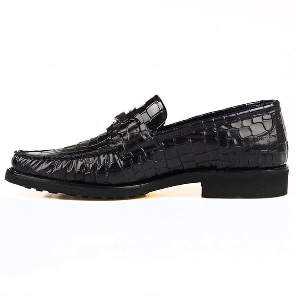 Black Leather Men Loafer Shoes