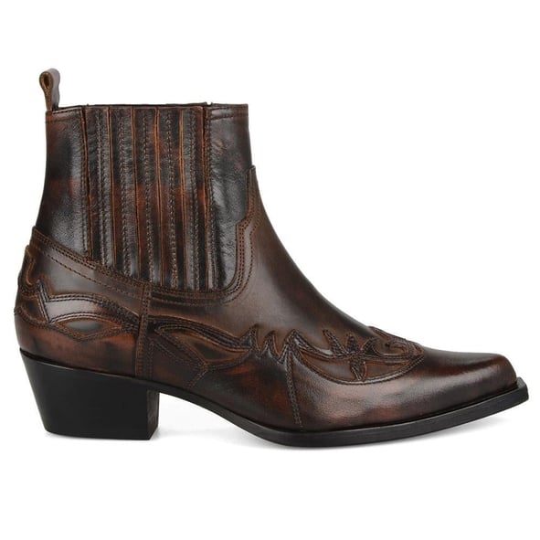 Women Brown Cowboy Ankle Boots Bari