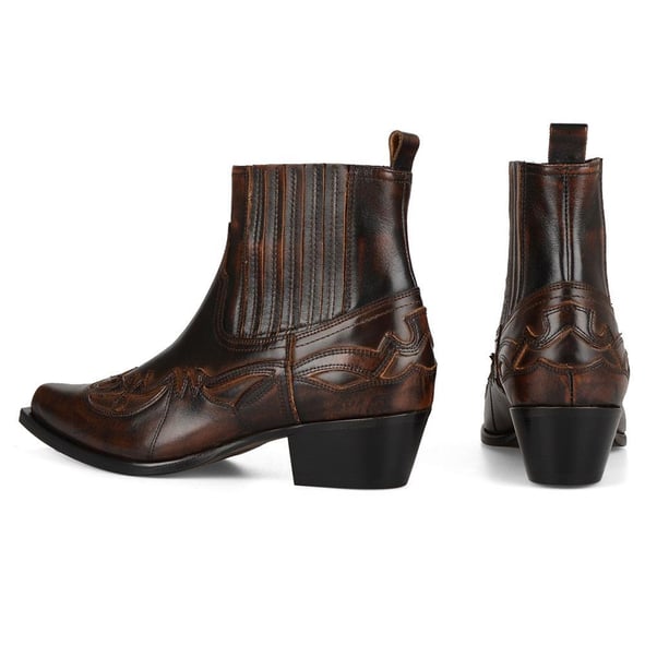 Women Brown Cowboy Ankle Boots Bari