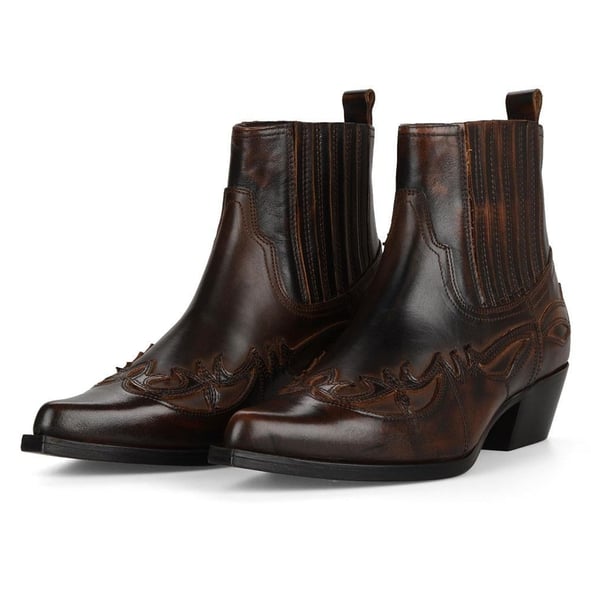 Women Brown Cowboy Ankle Boots Bari