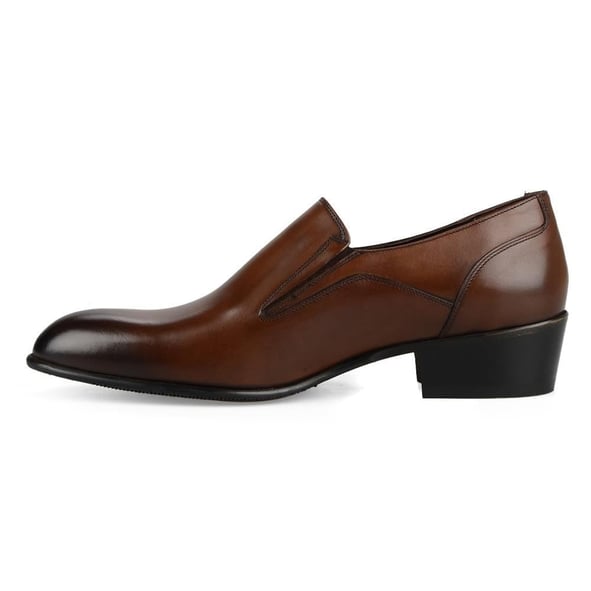 High Heels Men Shoes Brown Genuine Leather