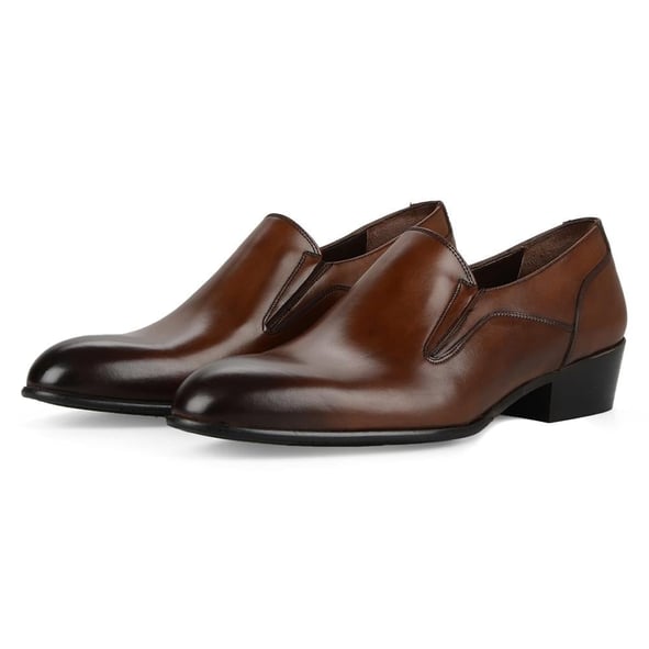 High Heels Men Shoes Brown Genuine Leather