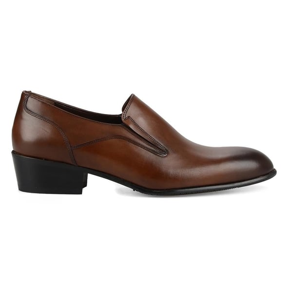 High Heels Men Shoes Brown Genuine Leather