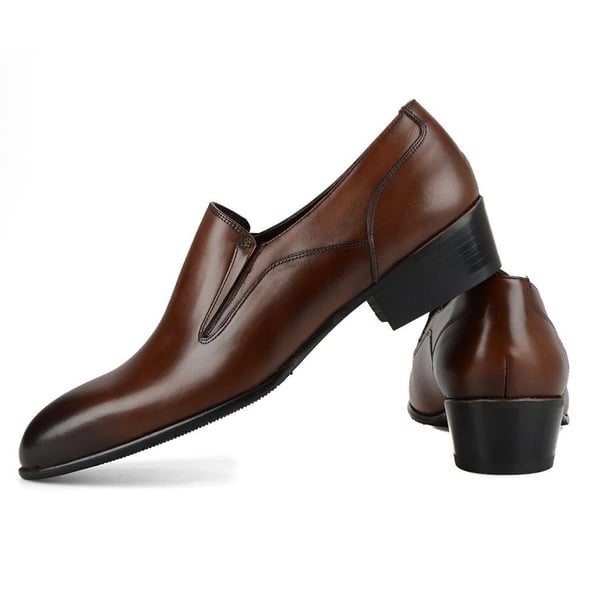 High Heels Men Shoes Brown Genuine Leather