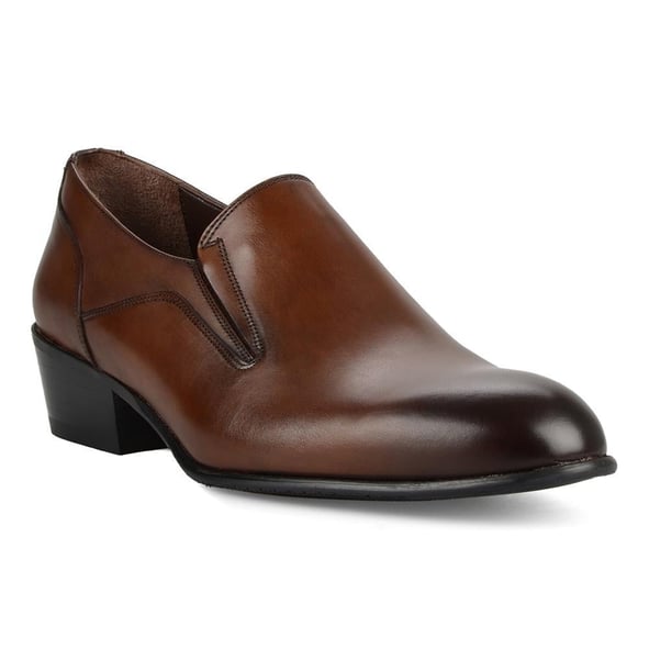 High Heels Men Shoes Brown Genuine Leather