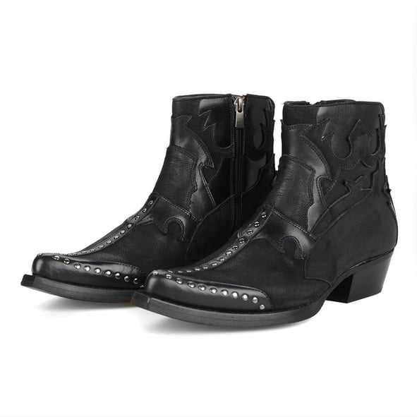 Black Cowboy Boots With Rivets