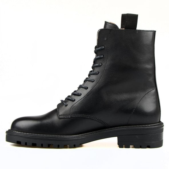 Women's Military Boots Lace Up Ankle Boots Black